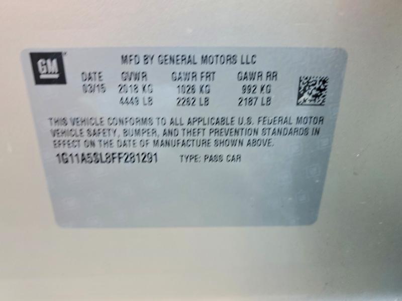 66013236 :رقم المزاد ، 1G11A5SL8FF281291 vin ، 2015 Chevrolet Malibu مزاد بيع