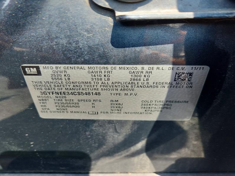 66401736 :رقم المزاد ، 3GYFNEE34CS548148 vin ، 2012 Cadillac Srx مزاد بيع