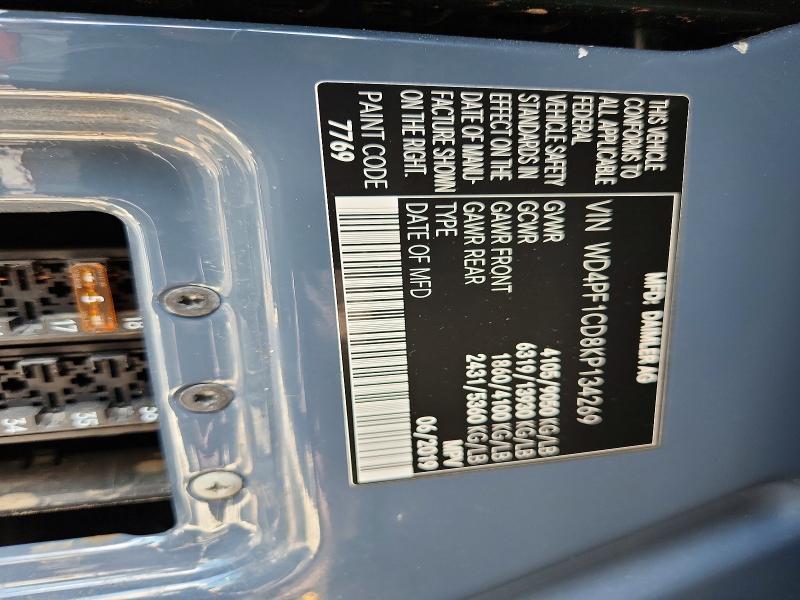 Auction sale of the 2019 Mercedes-benz Sprinter, vin: WD4PF1CD8KP134269, lot number: 64851756