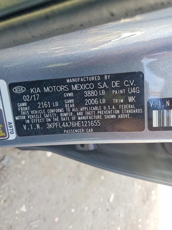 Aukcja sprzedaży 2017 Kia Forte, vin: 3KPFL4A76HE121655, numer aukcji: 65312106