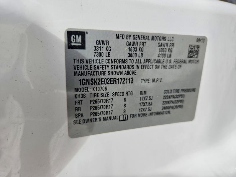 2014 Chevrolet Tahoe მანქანა იყიდება აუქციონზე, vin: 1GNSK2E02ER172113, აუქციონის ნომერი: 64514506