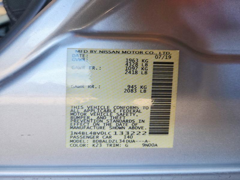 65657216 :رقم المزاد ، 1N4BL4BV0LC133222 vin ، 2020 Nissan Altima مزاد بيع