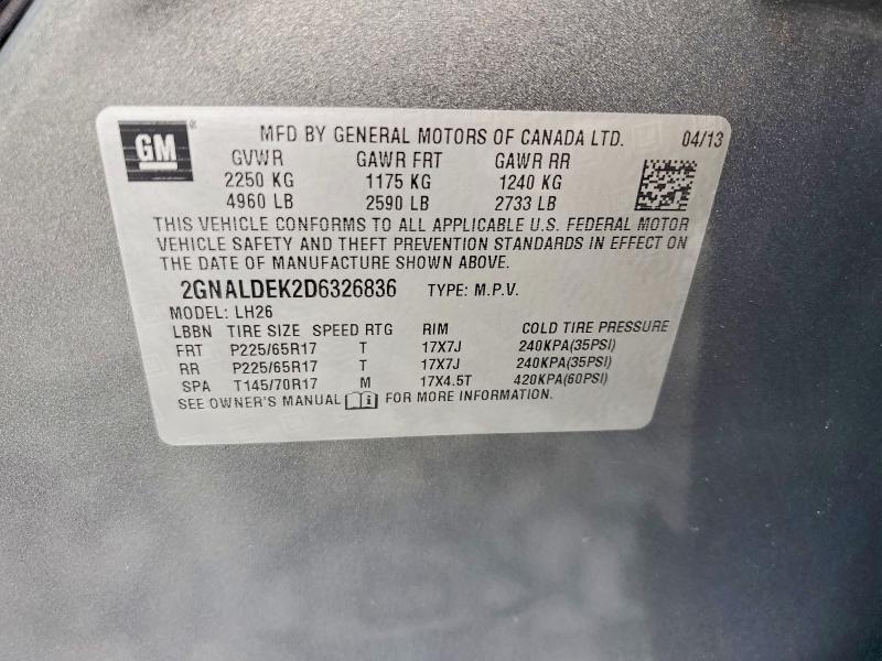 Продажа на аукционе авто 2013 Chevrolet Equinox, vin: 2GNALDEK2D6326836, номер лота: 64241306