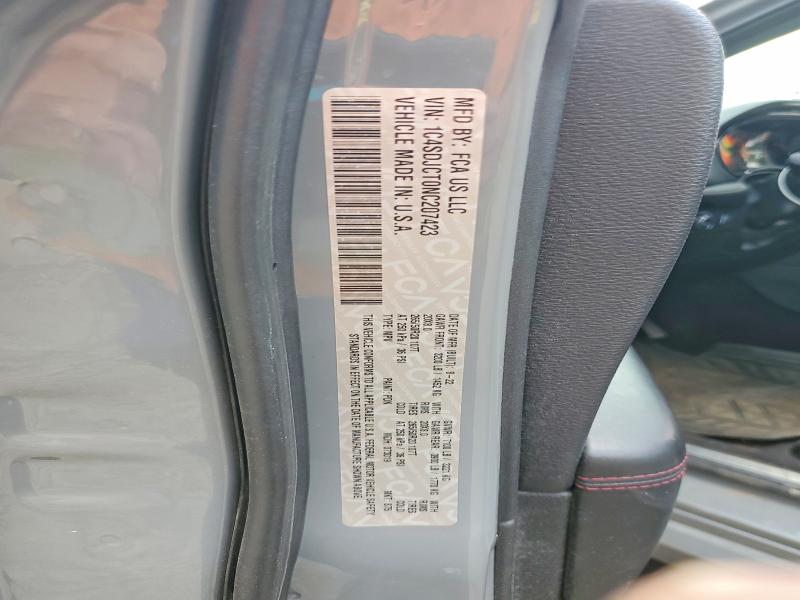 66396586 :رقم المزاد ، 1C4SDJCT0NC207423 vin ، 2022 Dodge Durango مزاد بيع