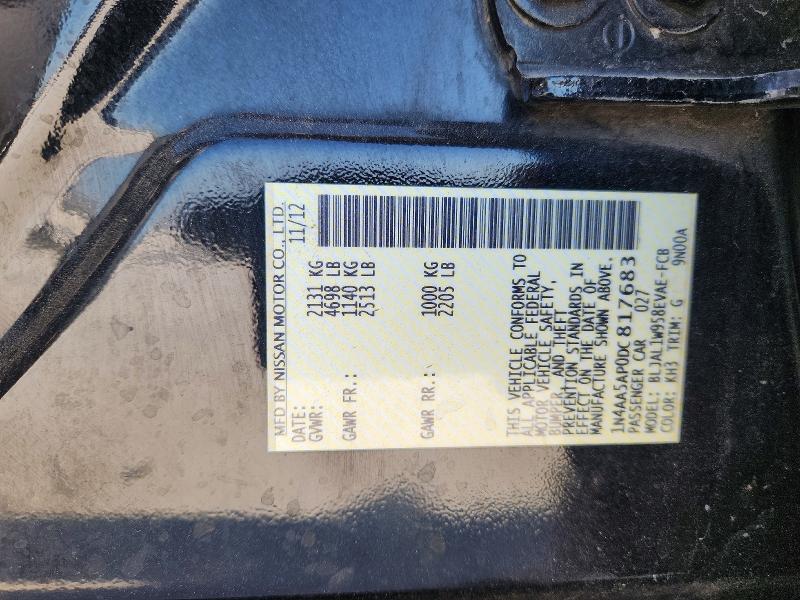 64668446 :رقم المزاد ، 1N4AA5AP0DC817683 vin ، 2013 Nissan Maxima مزاد بيع