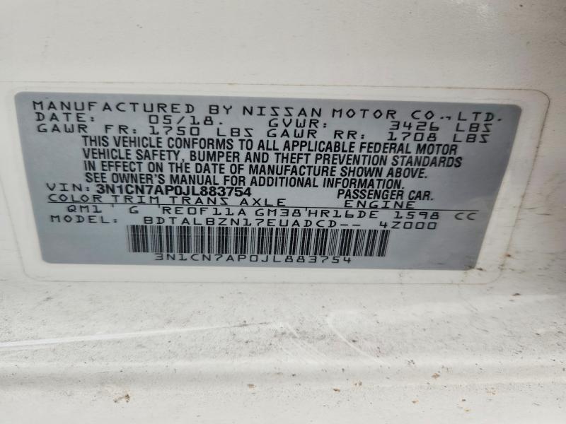 64288406 :رقم المزاد ، 3N1CN7AP0JL883754 vin ، 2018 Nissan Versa مزاد بيع