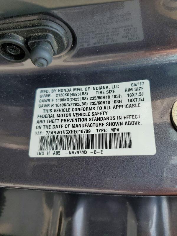 64961846 :رقم المزاد ، 7FARW1H5XHE010709 vin ، 2017 Honda Cr-v مزاد بيع