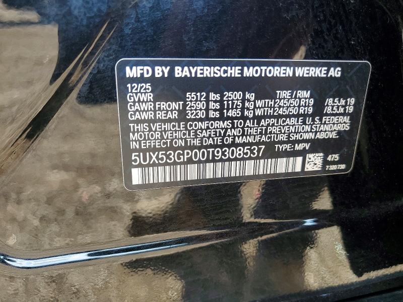 Aukcja sprzedaży 2026 Bmw X3, vin: 5UX53GP00T9308537, numer aukcji: 63805636