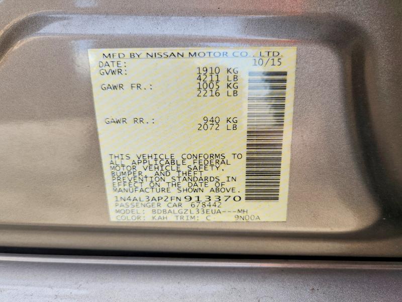 Aukcja sprzedaży 2015 Nissan Altima, vin: 1N4AL3AP2FN913370, numer aukcji: 66556466