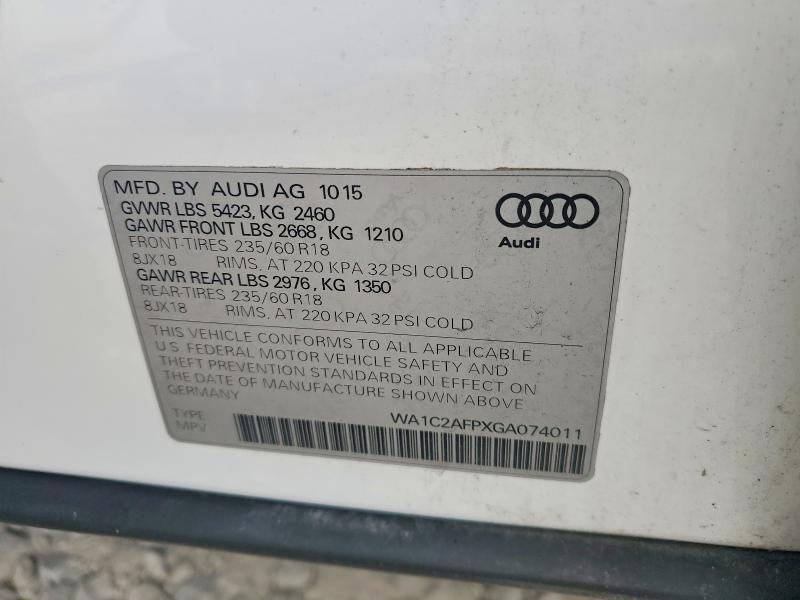 Продажа на аукционе авто 2016 Audi Q5, vin: WA1C2AFPXGA074011, номер лота: 66070916