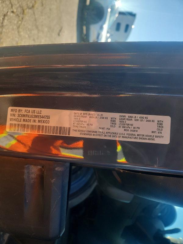 Aukcja sprzedaży 2021 Ram Promaster 3500, vin: 3C6MRVJG3ME544755, numer aukcji: 61498276