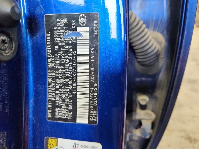 65438786 :رقم المزاد ، 4T1BE46K27U177495 vin ، 2007 Toyota Camry مزاد بيع