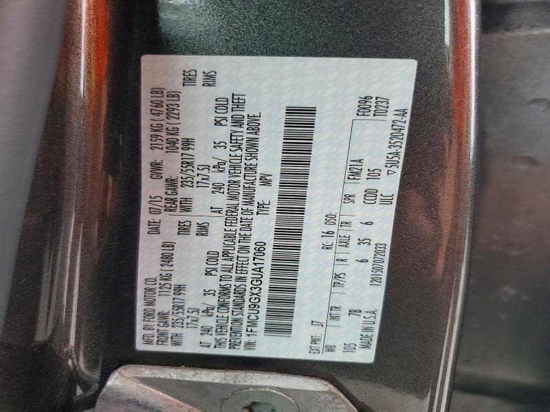 Aukcja sprzedaży 2016 Ford Escape, vin: 1FMCU9GX3GUA17060, numer aukcji: 65088406