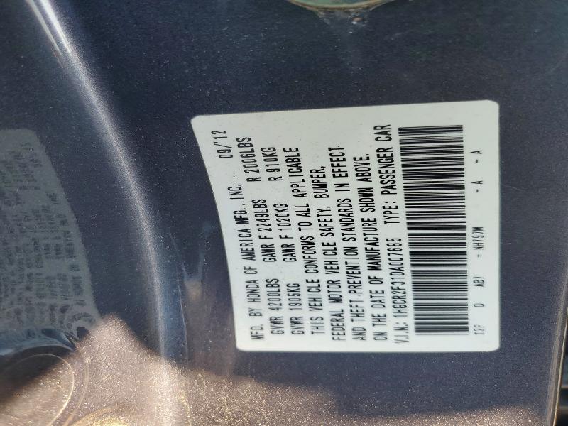 64777966 :رقم المزاد ، 1HGCR2F31DA007685 vin ، 2013 Honda Accord مزاد بيع