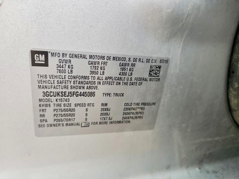 65390656 :رقم المزاد ، 3GCUKSEJ5FG445086 vin ، 2015 Chevrolet Silverado مزاد بيع