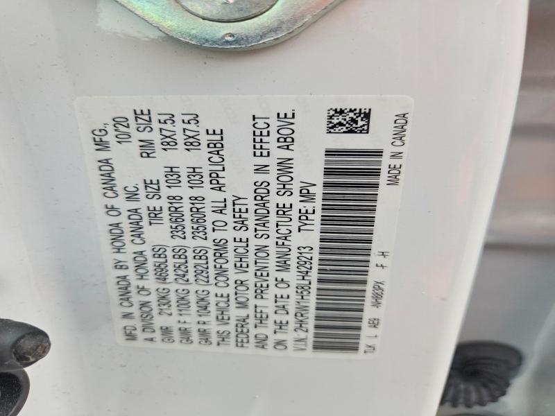 64059606 :رقم المزاد ، 2HKRW1H58LH429213 vin ، 2020 Honda Cr-v مزاد بيع