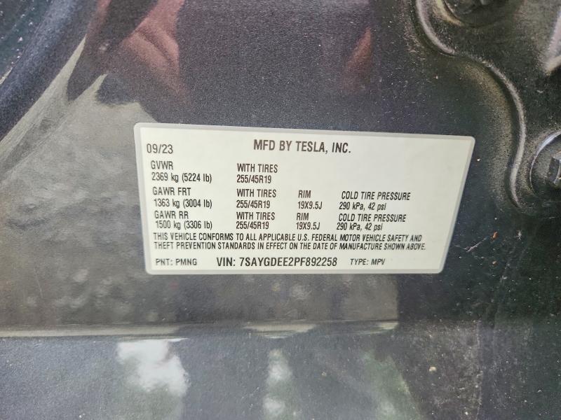 Продажа на аукционе авто 2023 Tesla Model Y, vin: 7SAYGDEE2PF892258, номер лота: 64297156