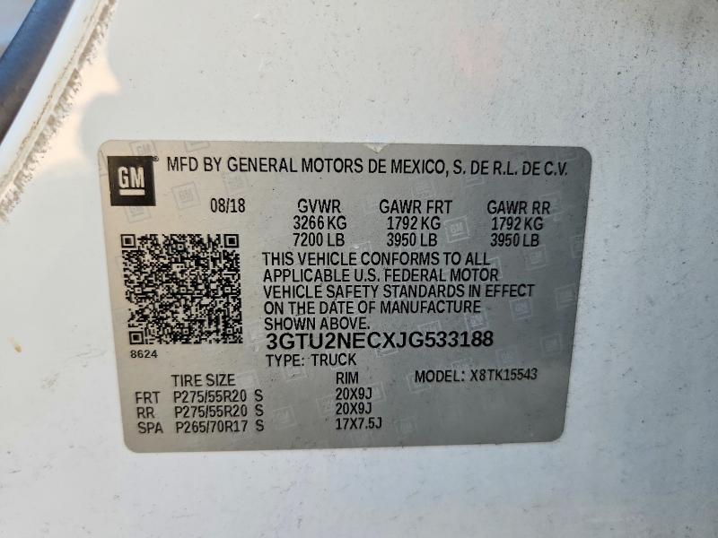 66284956 :رقم المزاد ، 3GTU2NECXJG533188 vin ، 2018 Gmc Sierra مزاد بيع
