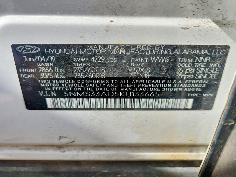 Aukcja sprzedaży 2019 Hyundai Santa Fe, vin: 5NMS33AD5KH133665, numer aukcji: 64732326