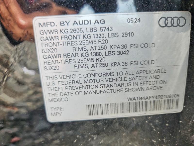 2024 Audi Sq5 მანქანა იყიდება აუქციონზე, vin: WA1B4AFY4R2109105, აუქციონის ნომერი: 65002036