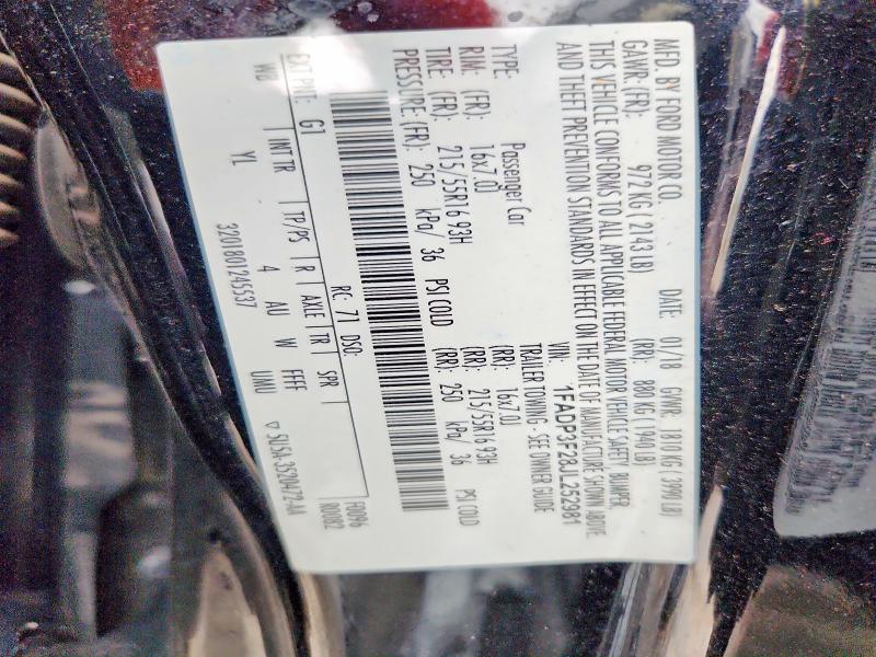 66737286 :رقم المزاد ، 1FADP3F28JL252981 vin ، 2018 Ford Focus مزاد بيع