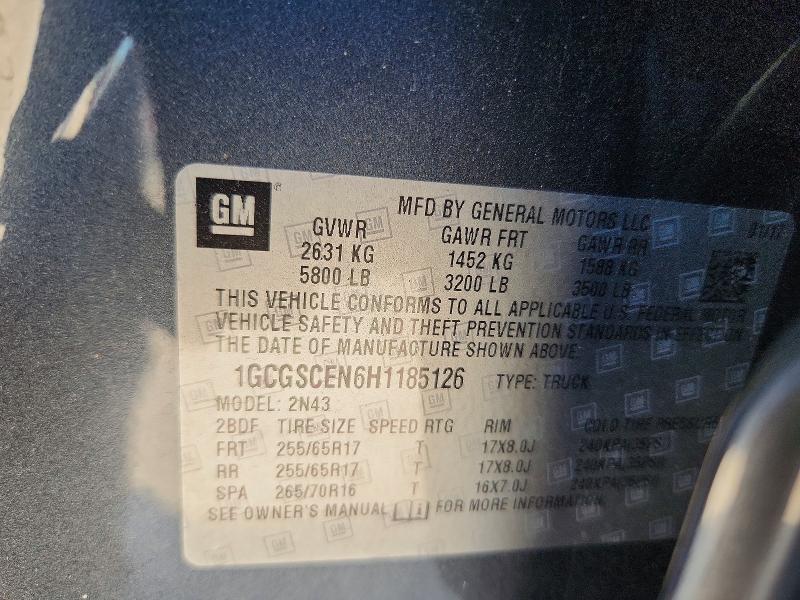 Aukcja sprzedaży 2017 Chevrolet Colorado, vin: 1GCGSCEN6H1185126, numer aukcji: 64015556