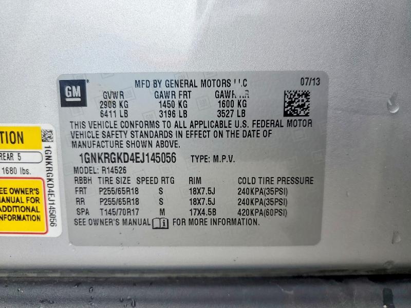 Продаж на аукціоні авто 2014 Chevrolet Traverse, vin: 1GNKRGKD4EJ145056, номер лоту: 63259166