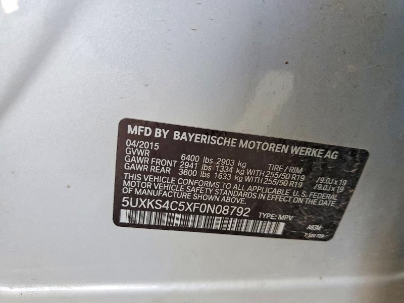 2015 Bmw X5 მანქანა იყიდება აუქციონზე, vin: 5UXKS4C5XF0N08792, აუქციონის ნომერი: 64565716