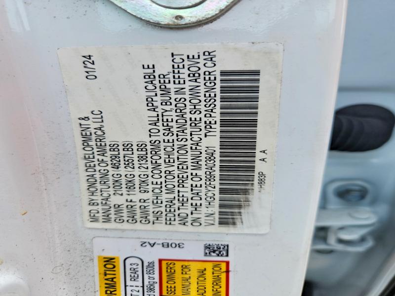 2024 Honda Accord მანქანა იყიდება აუქციონზე, vin: 1HGCY2F89RA038401, აუქციონის ნომერი: 63299656