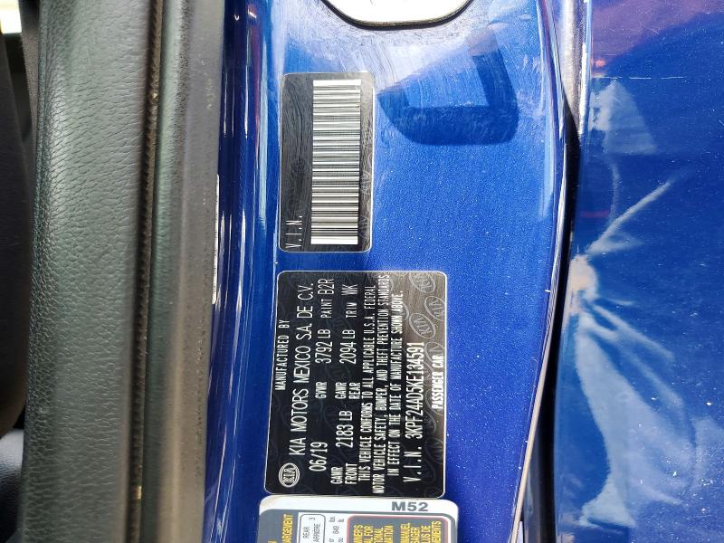 2019 Kia Forte მანქანა იყიდება აუქციონზე, vin: 3KPF24AD5KE134591, აუქციონის ნომერი: 64031616