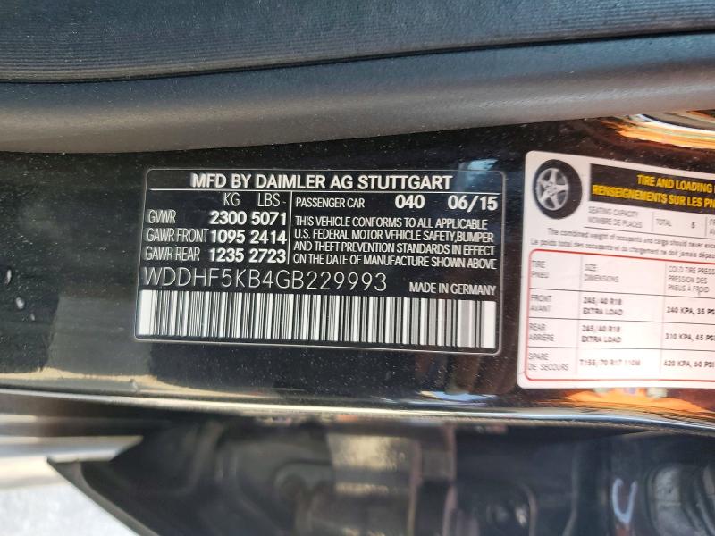2016 Mercedes-benz E მანქანა იყიდება აუქციონზე, vin: WDDHF5KB4GB229993, აუქციონის ნომერი: 65436696
