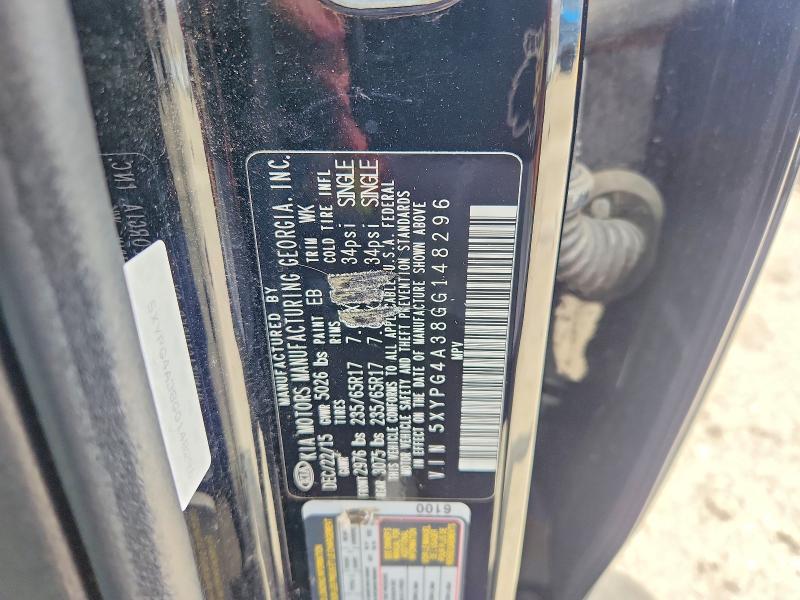 Продажа на аукционе авто 2016 Kia Sorento, vin: 5XYPG4A38GG148296, номер лота: 66507306