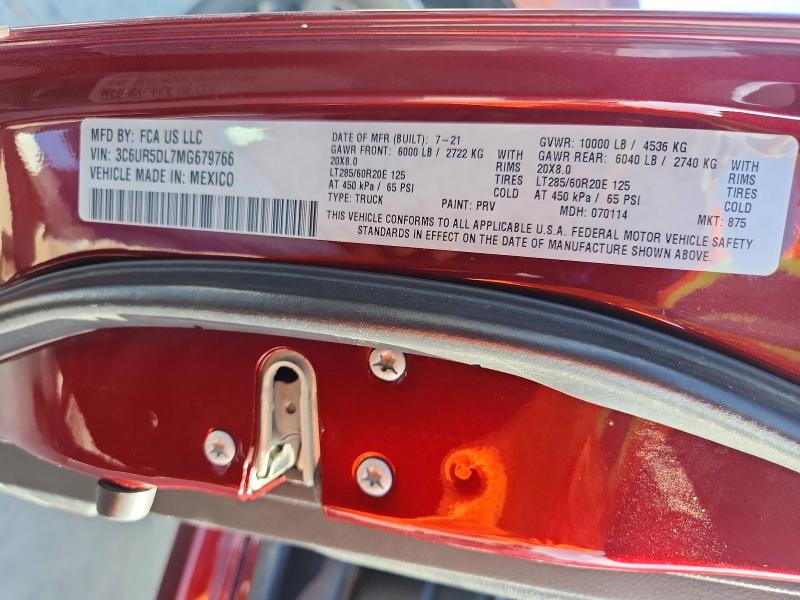 Продаж на аукціоні авто 2021 Ram 2500, vin: 3C6UR5DL7MG679766, номер лоту: 64539876
