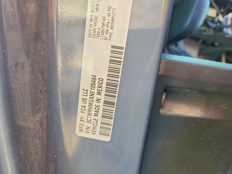 2022 Ram Promaster 3500 მანქანა იყიდება აუქციონზე, vin: 3C7WRVMGXNE126484, აუქციონის ნომერი: 65392056