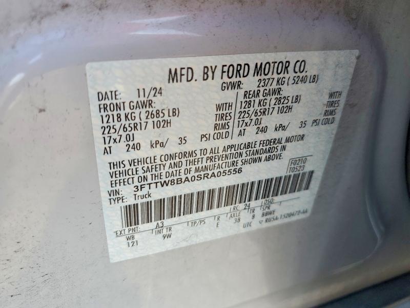Aukcja sprzedaży 2025 Ford Maverick, vin: 3FTTW8BA0SRA05556, numer aukcji: 64943126