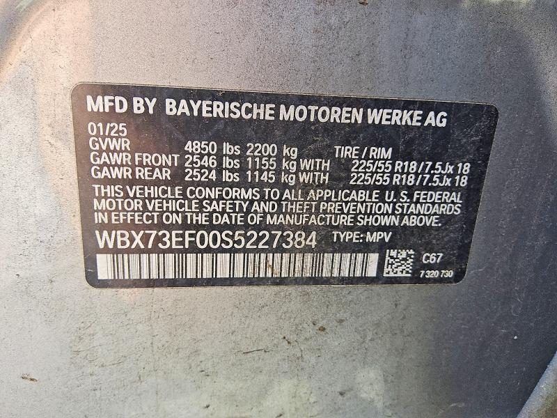 2025 Bmw X1 მანქანა იყიდება აუქციონზე, vin: WBX73EF00S5227384, აუქციონის ნომერი: 63323666