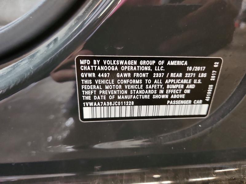 64439426 :رقم المزاد ، 1VWAA7A36JC011228 vin ، 2018 Volkswagen Passat مزاد بيع