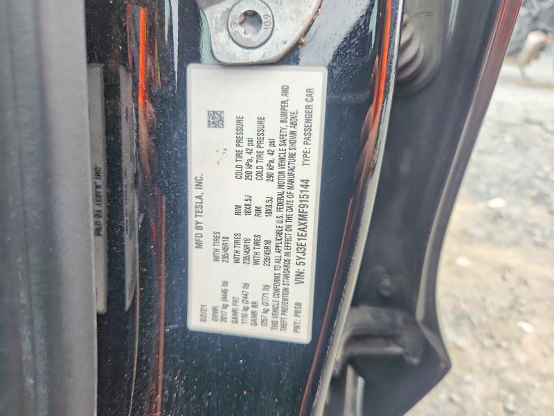 65057666 :رقم المزاد ، 5YJ3E1EAXMF915144 vin ، 2021 Tesla Model 3 مزاد بيع