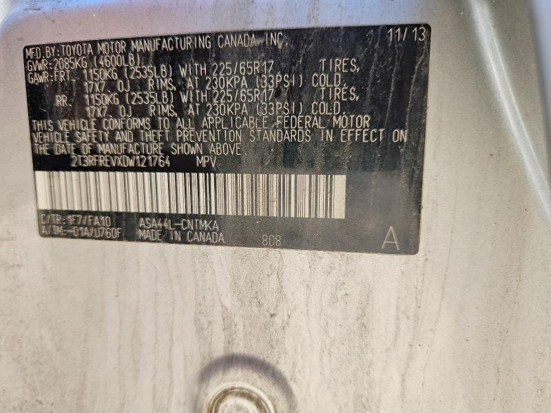 2013 Toyota Rav4 მანქანა იყიდება აუქციონზე, vin: 2T3RFREVXDW121764, აუქციონის ნომერი: 62963826