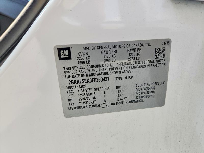 Продажа на аукционе авто 2015 Gmc Terrain, vin: 2GKALSEK0F6269427, номер лота: 63933266
