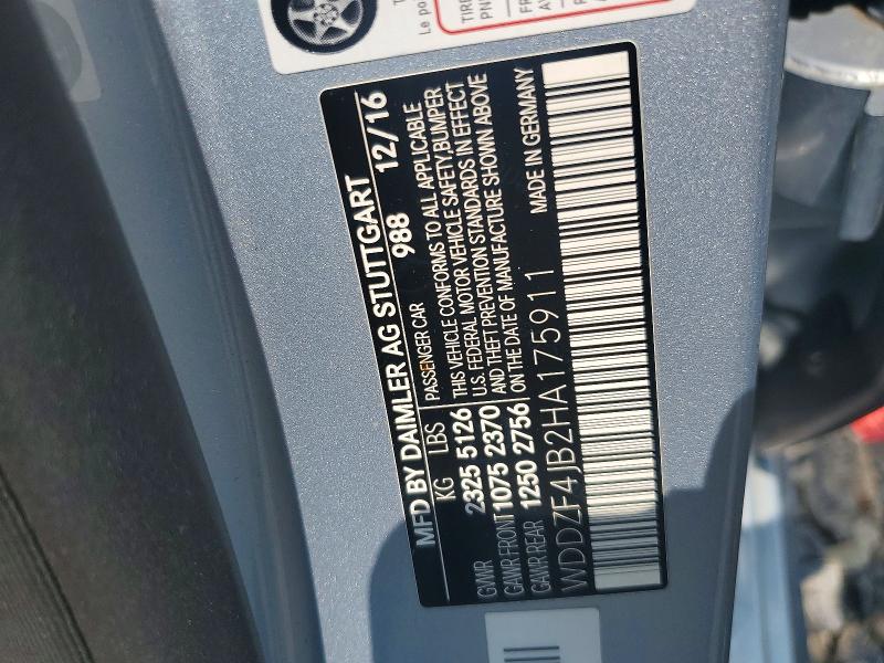 Продаж на аукціоні авто 2017 Mercedes-benz E, vin: WDDZF4JB2HA175911, номер лоту: 63759466