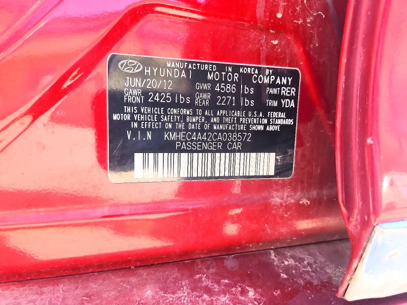 Продаж на аукціоні авто 2012 Hyundai Sonata, vin: KMHEC4A42CA038572, номер лоту: 66902476