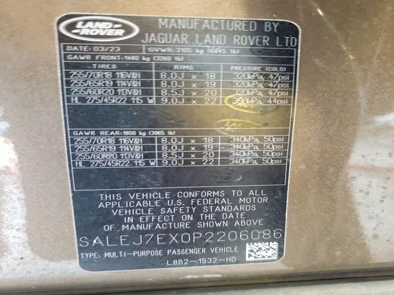Продаж на аукціоні авто 2023 Land Rover Defender, vin: SALEJ7EX0P2206086, номер лоту: 64224846