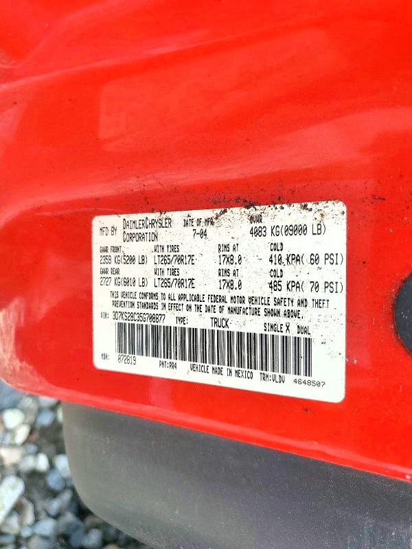 63404276 :رقم المزاد ، 3D7KS28C35G708877 vin ، 2005 Dodge Ram 2500 مزاد بيع