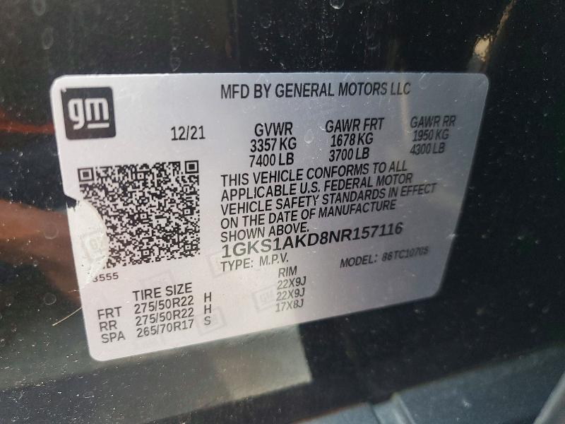 Продажа на аукционе авто 2022 Gmc Yukon, vin: 1GKS1AKD8NR157116, номер лота: 66821056
