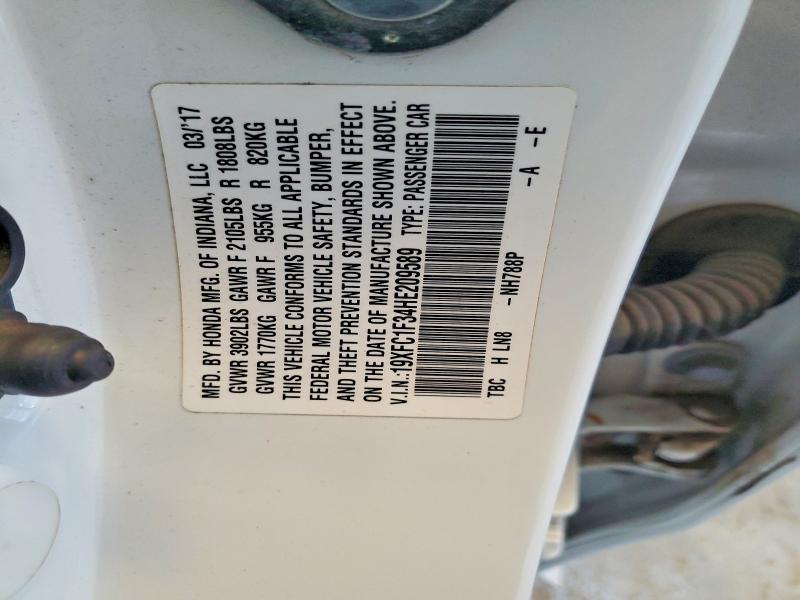 Aukcja sprzedaży 2017 Honda Civic, vin: 19XFC1F34HE209589, numer aukcji: 63505256