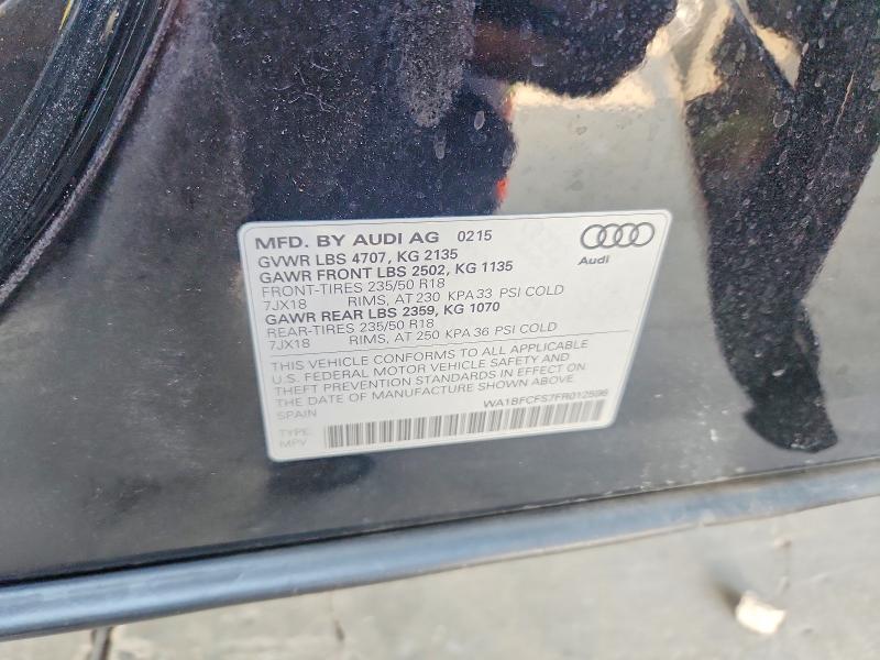 Продаж на аукціоні авто 2015 Audi Q3, vin: WA1BFCFS7FR012596, номер лоту: 63505676