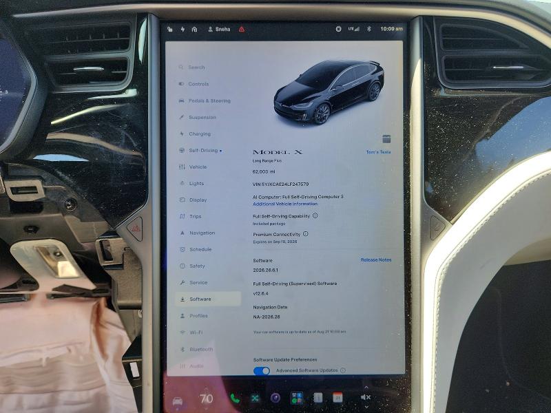 Auction sale of the 2020 Tesla Model X, vin: 5YJXCAE24LF247579, lot number: 65921806