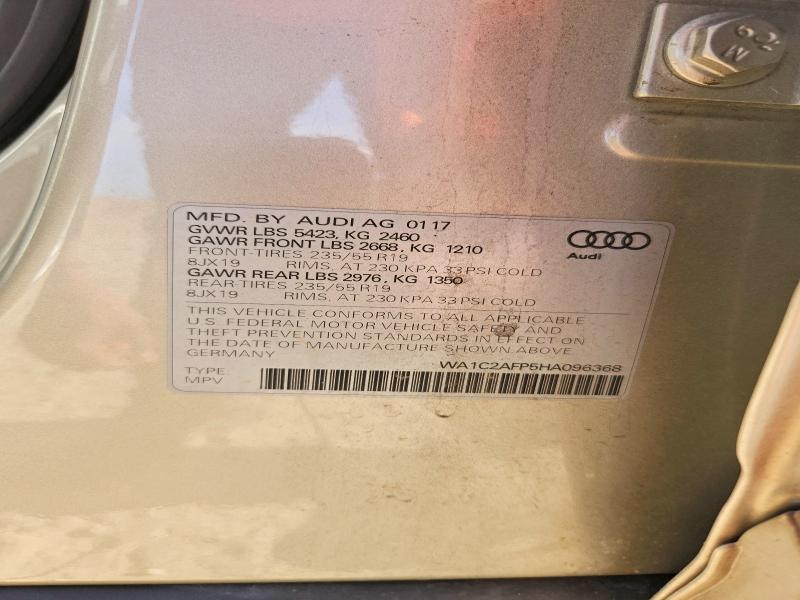 2017 Audi Q5 მანქანა იყიდება აუქციონზე, vin: WA1C2AFP5HA096368, აუქციონის ნომერი: 65162086