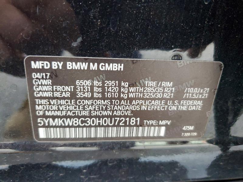 Aukcja sprzedaży 2017 Bmw X6, vin: 5YMKW8C30H0U72181, numer aukcji: 66267696